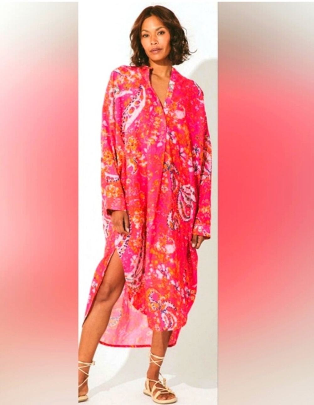 Cleobella Rohita Kaftan Dress in Hibiscus Sz M
